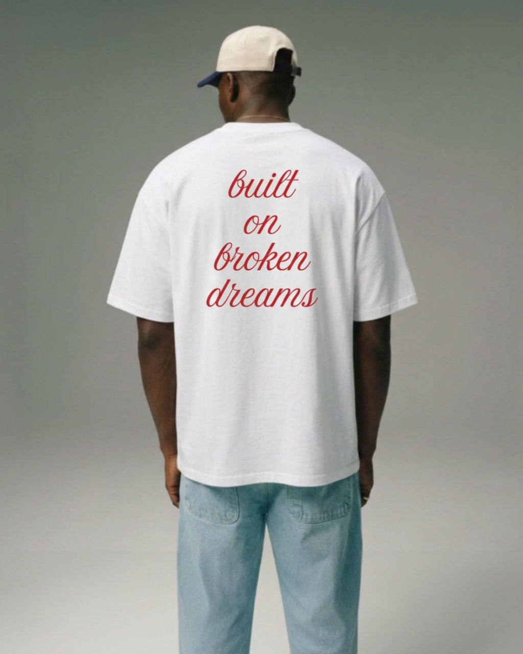 BUILT ON BROKEN DREAMS OVERSIZED T-SHIRT WHITE