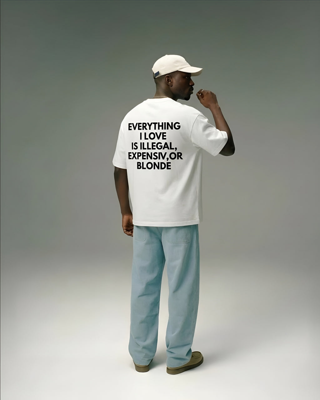 EVERYTHING I LOVE IS ILLEGAL, EXPENSIVE, OR BLONDE OVERSIZED T-SHIRT