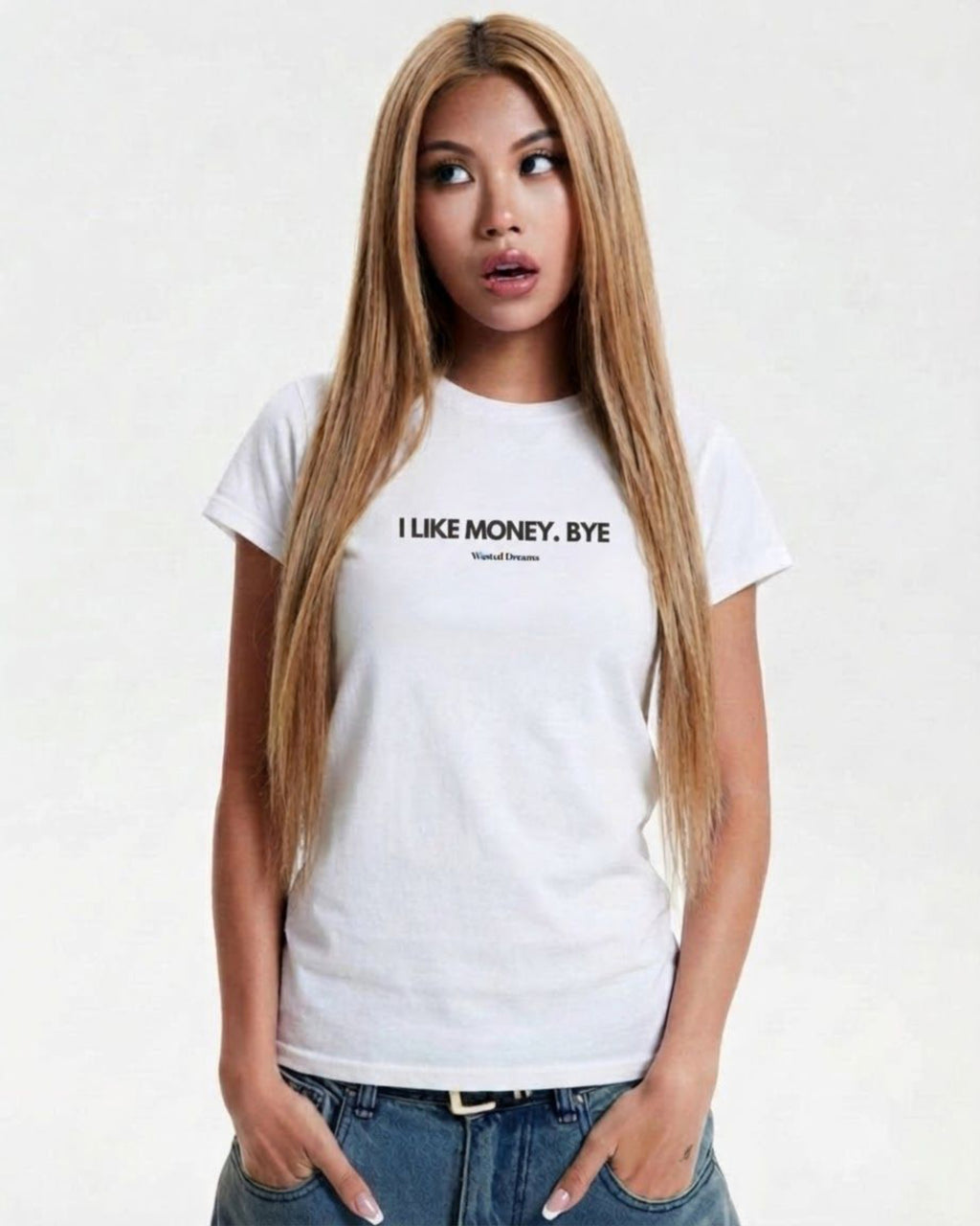 I LIKE MONEY. BYE SEMI-FITTED T-SHIRT