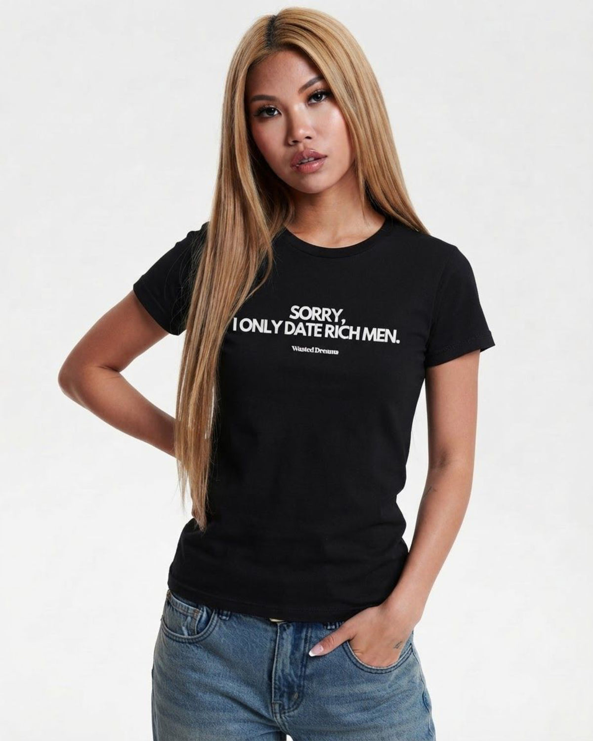 SORRY, I ONLY DATE RICH MEN SEMI-FITTED T-SHIRT