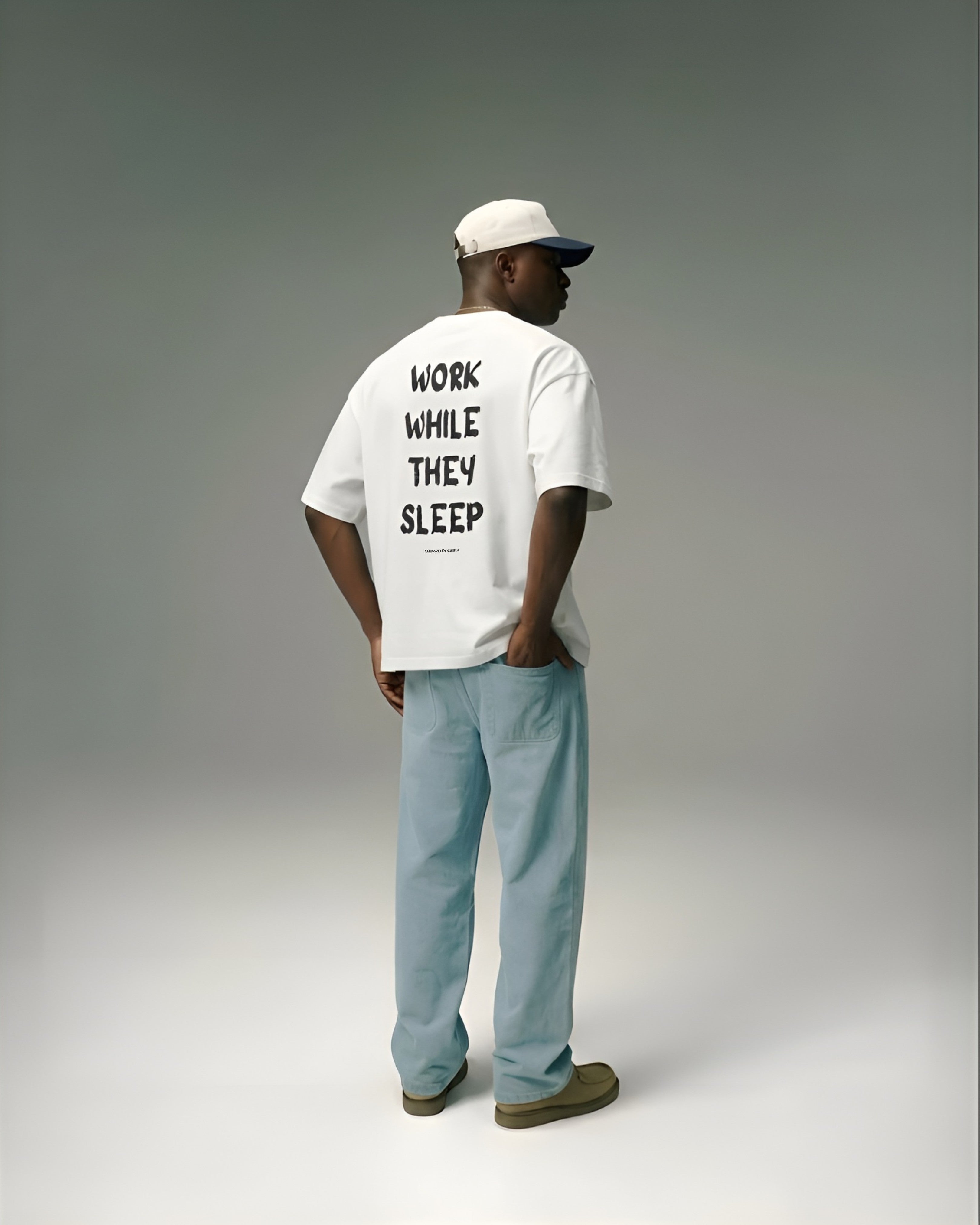 WORK WHILE THEY SLEEP OVERSIZED T-SHIRT WHITE