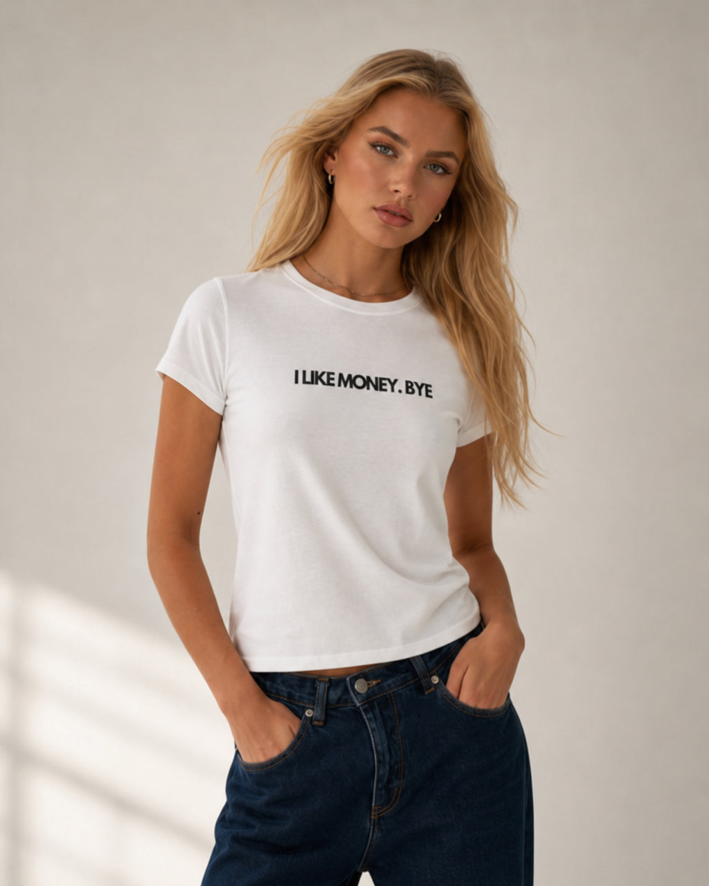 I LIKE MONEY. BYE. SEMI-FITTED T-SHIRT